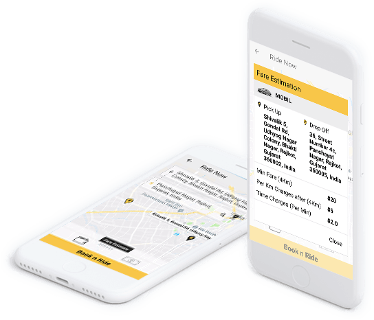 On-demand vehicle booking app screen